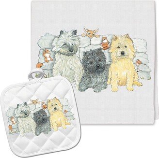 Cairn Terrier Kitchen Dish Towel & Pot Holder Gift Set-AA