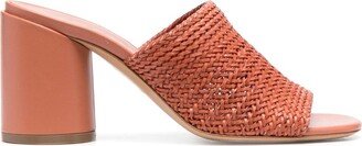 90mm Woven-Detail Leather Mules