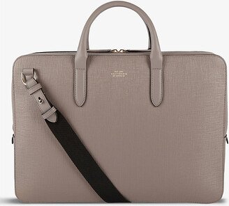 Taupe Brown Panama Slim Grained-leather Briefcase