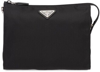 Re-Nylon and Saffiano leather pouch-AA