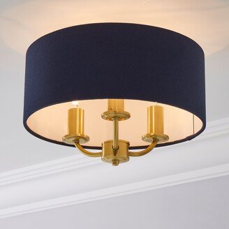 Dunelm Preston Gold and Navy Flush Ceiling Fitting Navy Blue