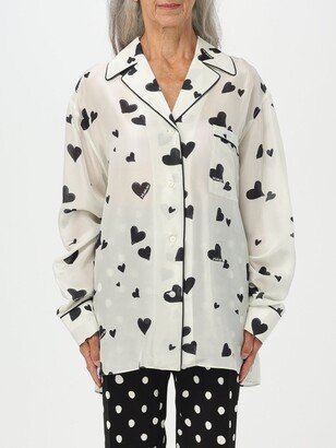 shirt in silk with Bunch of Hearts print