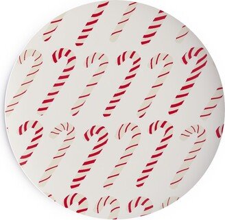 Salad Plates: Dancing Candy Canes Salad Plate, Beige