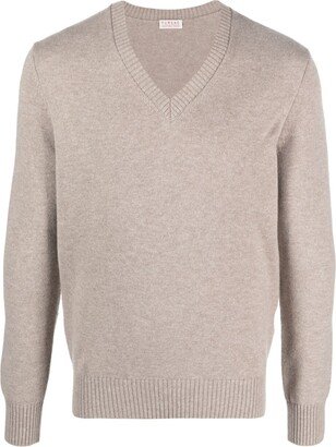 FURSAC V-neck fine-knit jumper