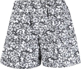 Floral-Print Cotton Shorts-AA