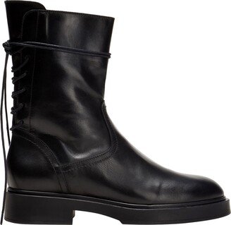 Leather Ankle Boot With String Detail Ankle Boots Black