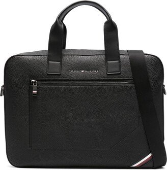 Logo-Stamp Leather Laptop Bag-AA