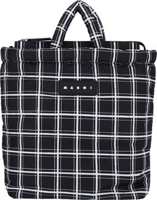 Logo Patch Checked Tote Bag-AC