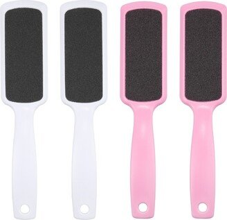 Unique Bargains Foot File Removes Dead Skin Pedicure Coarse And Fine Dual Sided 4 Pcs White+Pink