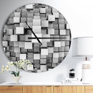 Designart 'Black and Grey Cubes' Large Modern Wall CLock