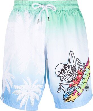 Graphic-Print Swim Shorts-AC