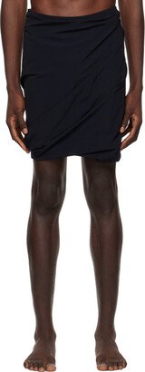 Black Draped Swim Shorts