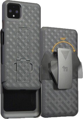 Nakedcellphone Case with Stand and Belt Clip Holster for Google Pixel 4 - Black