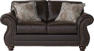 Leinster Fabric Upholstered Nailhead Loveseat in Espresso