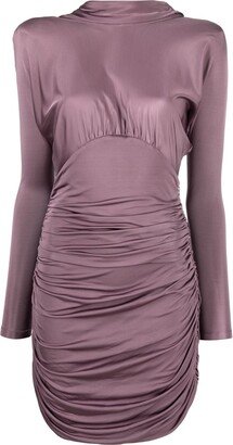 Ruched Draped-Back Mini Dress