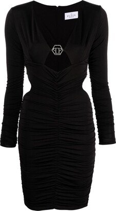 Logo-Plaque Ruched Minidress