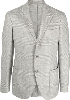 Houndstooth Single-Breasted Wool Blazer