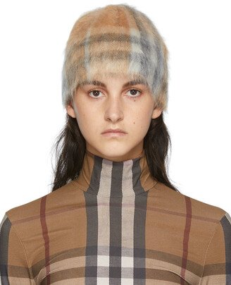 Beige Check Beanie