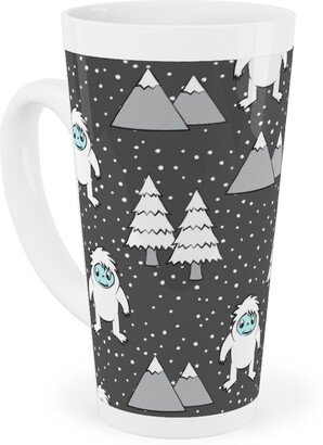 Mugs: Yetti Tree Mountains - Gray Tall Latte Mug, 17Oz, Gray