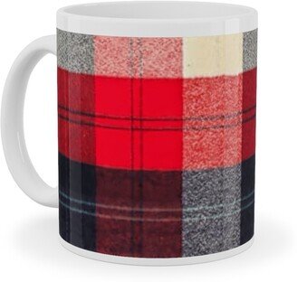 Mugs: Lumberjack Flannel Buffalo Plaid - Red Ceramic Mug, White, 11Oz, Red