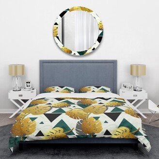 Designart 'Golden Foliage V' Mid-Century Duvet Cover Set