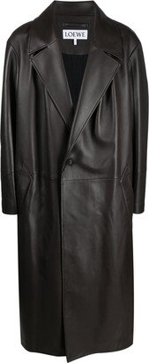 Pleated Nappa Leather Coat