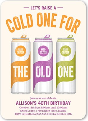 Adult Birthday Invitations: Cold One Birthday Invitation, Purple, 5X7, Matte, Signature Smooth Cardstock, Rounded