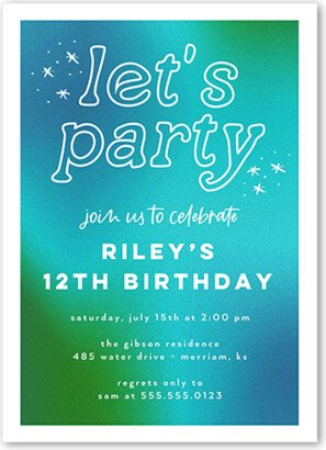 Teen Birthday Invitations: Graceful Gradient Birthday Invitation, Blue, 5X7, Matte, Signature Smooth Cardstock, Square