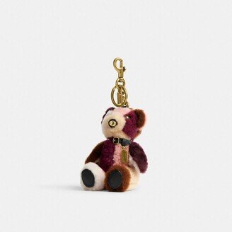 Bear Bag Charm In Patchwork Shearling