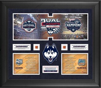 Fanatics Authentic UConn Huskies 2014 Men's and Women's Basketball Champions Framed 20'' x 24'' Collage with Dual Game-Used Balls-Limited Edition of 100