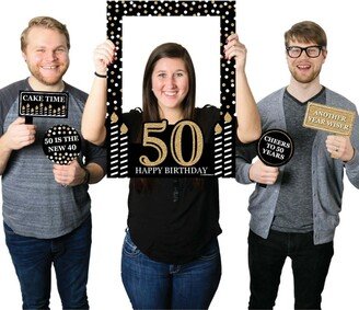 Big Dot of Happiness Adult 50th Birthday - Party Selfie Photo Booth Picture Frame & Props
