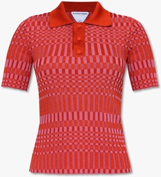 Red Ribbed Polo Shirt