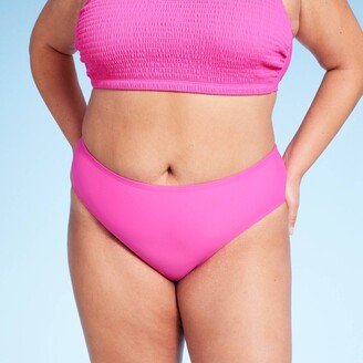 Women's Mid-Rise Full Coverage Bikini Bottom Pink