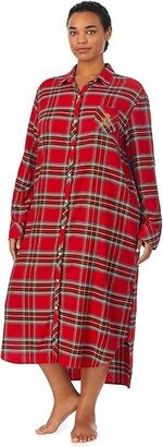 Plus Size Long Sleeve Ballet Sleepshirt (Red Plaid) Women's Pajama