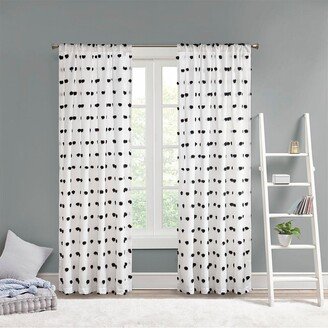 Gracie Mills 1-pc Polyester Pom Pom Embellished Window Panel Curtain, Black - 50x84