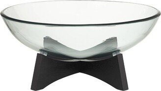 Studio 55D Tristan Black Wood and Clear Glass Round Decorative Bowl