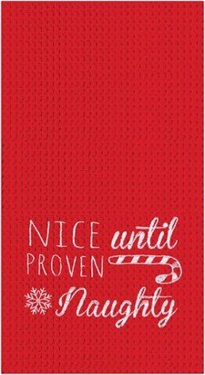 Proven Naughty Embroidered Waffle Weave Kitchen Towel