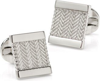 Men's Silver Herringbone Cufflinks