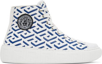 White & Blue Greca Sneakers