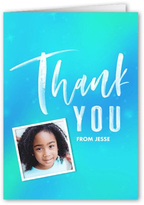 Thank You Cards: Bright Birthday Thank You Card, Blue, 3X5, Matte, Folded Smooth Cardstock