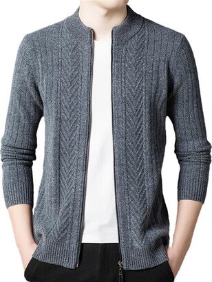 Wjnvfioo Autumn Winter Cashmere Sweater Men's Autumn Winter Zipper Crew Neck Sweater Cardigan Coat Men's Thickened Wool Sweater