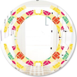 Designart 'Retro Circular Pattern VII' Printed Modern Round or Oval Wall Mirror - Space - Multi
