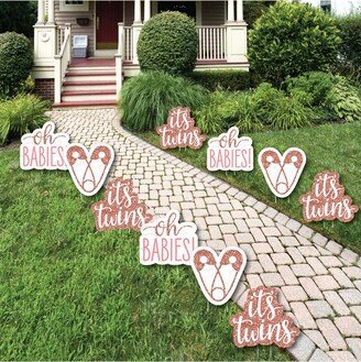 Big Dot Of Happiness It's Twin Girls - Lawn Decor - Outdoor Twins Baby Shower Yard Decor - 10 Pc