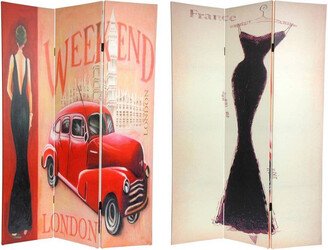 Handmade 6' Canvas Vintage Weekend and London Room Divider