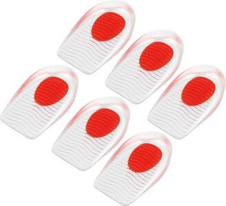 Unique Bargains Silicone Heel Support Cup Pads Orthotic Insole Plantar Care Heel Pads Ripple Pattern Size 33-39 Red 6 Pcs