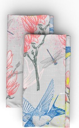 Cloth Napkins: Swallows And Magnolias - Multi Cloth Napkin, Longleaf Sateen Grand, Multicolor