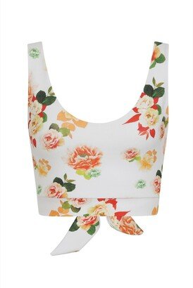 Sophie Cameron Davies White Floral Cotton Crop Top