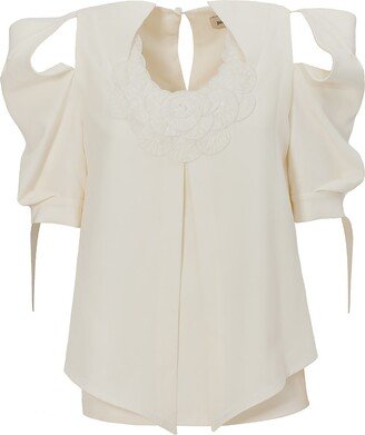 Julia Allert Evening Open Shoulder Blouse White