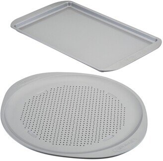 Nonstick Bakeware Perforated Pizza Pan and Baking Sheet Set, 2-Piece, Light Gray