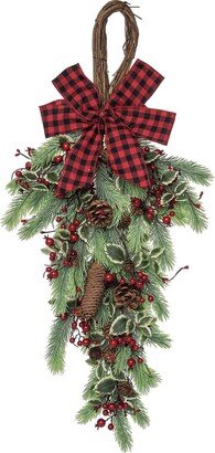 Metal 32In Multicolored Christmas Fir And Berry Drop